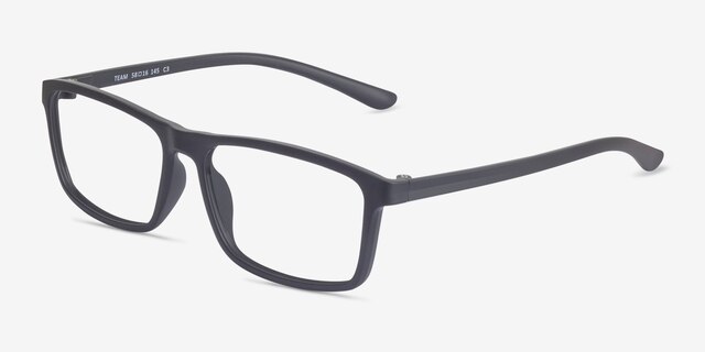 Team Matte Black PlasticEyeglass Frames from EyeBuyDirect, Angle View