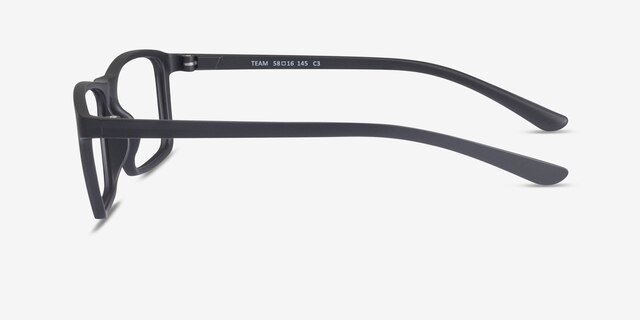 Team Matte Black PlasticEyeglass Frames from EyeBuyDirect, Side View