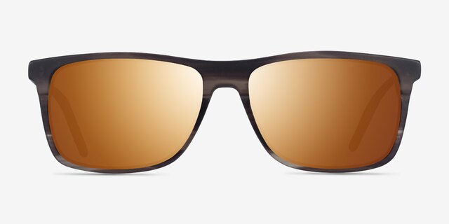 Catch Matte Striped Brown AcetateSunglass Frames from EyeBuyDirect, Front View