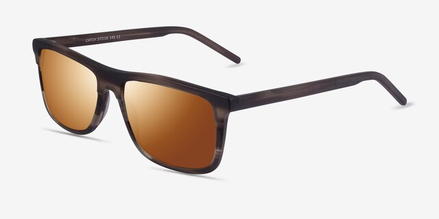 Catch Matte Striped Brown AcetateSunglass Frames from EyeBuyDirect, Angle View