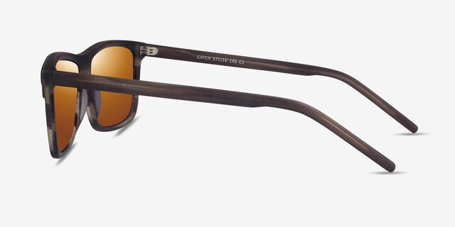 Catch Matte Striped Brown AcetateSunglass Frames from EyeBuyDirect, Side View