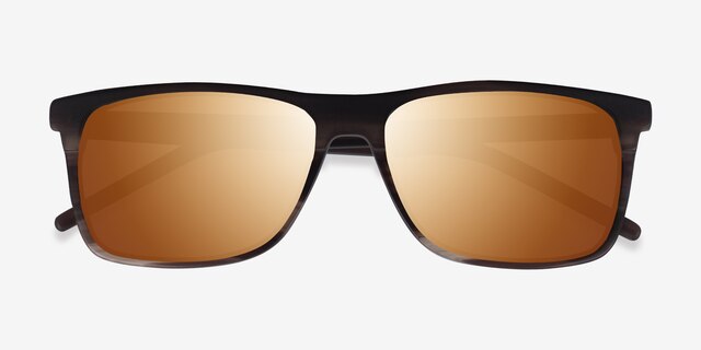 Catch Matte Striped Brown AcetateSunglass Frames from EyeBuyDirect, Closed View