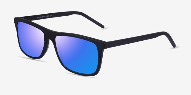 Catch Noir AcétateSoleil de Lunette de vue d'EyeBuyDirect, Vue d'Angle
