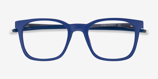 Club Bleu MétalMontures de lunettes de vue d'EyeBuyDirect, Vue Rapprochée