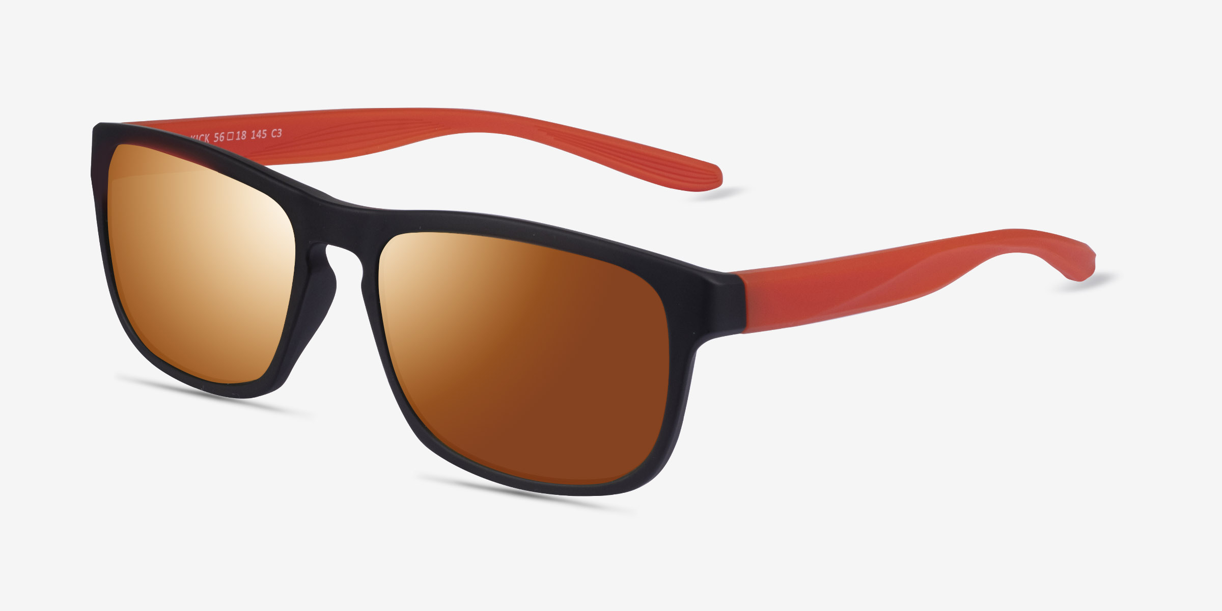 Kick Rectangle Matte Black Orange Frame Sunglasses For Men Eyebuydirect Canada 6315