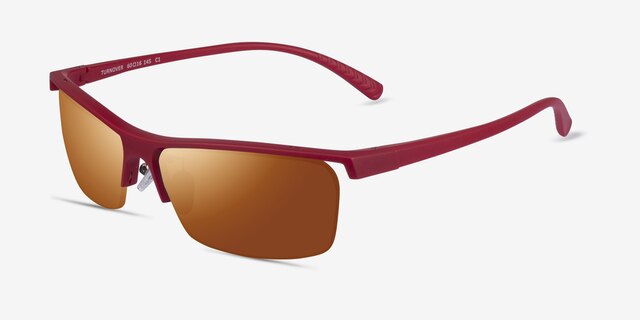 Turnover Matte Red PlasticSunglass Frames from EyeBuyDirect, Angle View