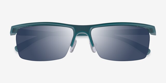 Turnover Matte Teal PlasticSunglass Frames from EyeBuyDirect, Closed View
