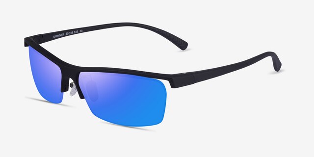 Turnover Matte Black PlasticSunglass Frames from EyeBuyDirect, Angle View