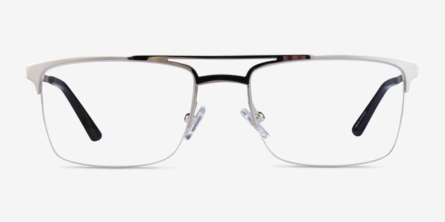 Huddle Silver MetalEyeglass Frames from EyeBuyDirect, Front View