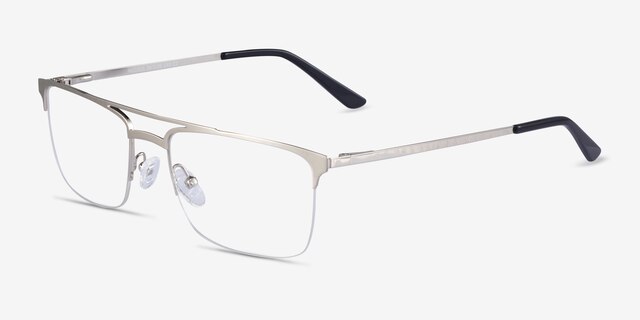 Huddle Silver MetalEyeglass Frames from EyeBuyDirect, Angle View