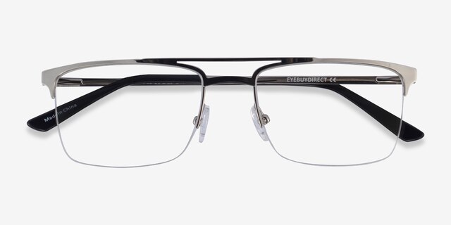 Huddle Silver MetalEyeglass Frames from EyeBuyDirect, Closed View