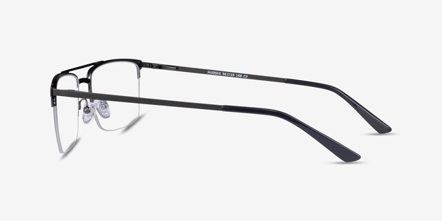 Huddle Gunmetal MétalMontures de lunettes de vue d'EyeBuyDirect, Vue de Côté