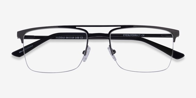 Huddle Gunmetal MétalMontures de lunettes de vue d'EyeBuyDirect, Vue Rapprochée