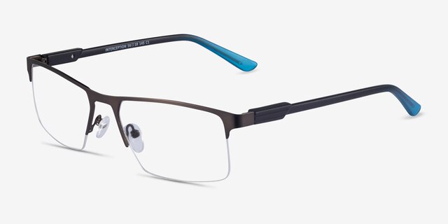 Interception Brown  Blue MetalEyeglass Frames from EyeBuyDirect, Angle View