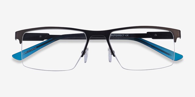 Interception Brown  Blue MetalEyeglass Frames from EyeBuyDirect, Closed View