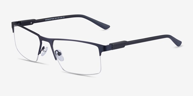 Interception Blue  Black MetalEyeglass Frames from EyeBuyDirect, Angle View