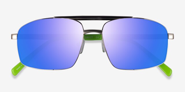 Punt Silver Green AcetateSunglass Frames from EyeBuyDirect, Closed View