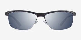 Yard Matte Gray Black Métal Soleil de Lunette de vue d'EyeBuyDirect, Vue de Face