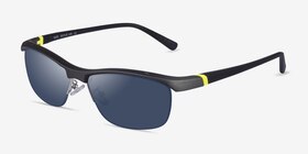 Yard Matte Gray Black Métal Soleil de Lunette de vue d'EyeBuyDirect, Vue d'Angle