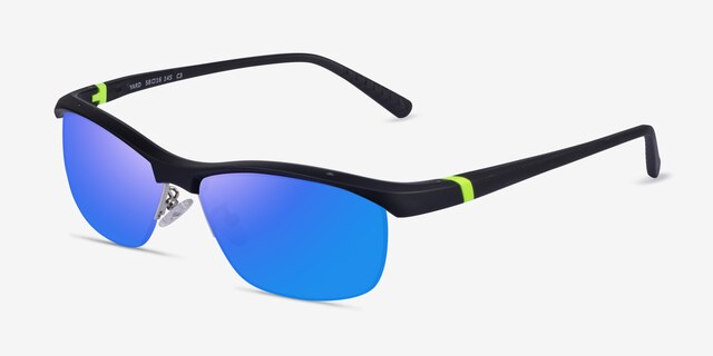 Yard Matte Black PlasticSunglass Frames from EyeBuyDirect, Angle View