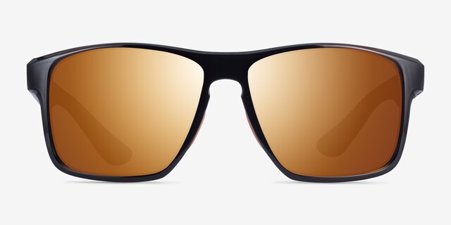 Running Black Orange PlasticSunglass Frames from EyeBuyDirect, Front View
