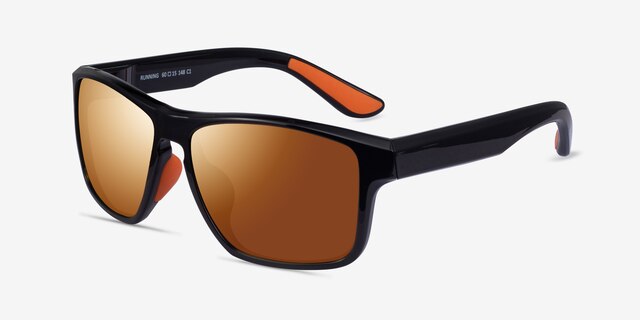 Running Black Orange PlasticSunglass Frames from EyeBuyDirect, Angle View