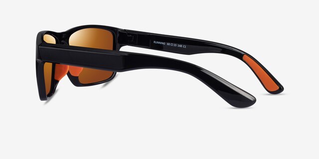 Running Black Orange PlasticSunglass Frames from EyeBuyDirect, Side View