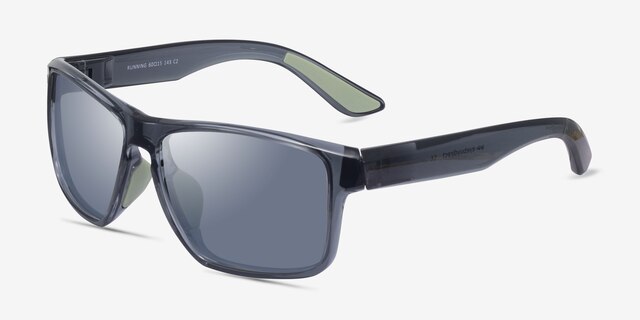Running Gray Green PlasticSunglass Frames from EyeBuyDirect, Angle View