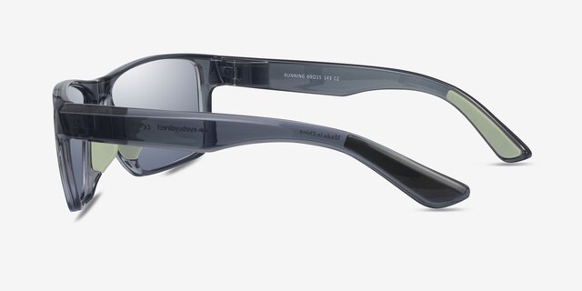 Running Gray Green PlasticSunglass Frames from EyeBuyDirect, Side View