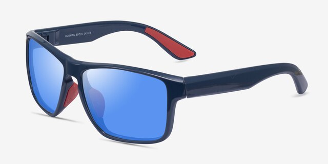 Running Blue Red PlasticSunglass Frames from EyeBuyDirect, Angle View