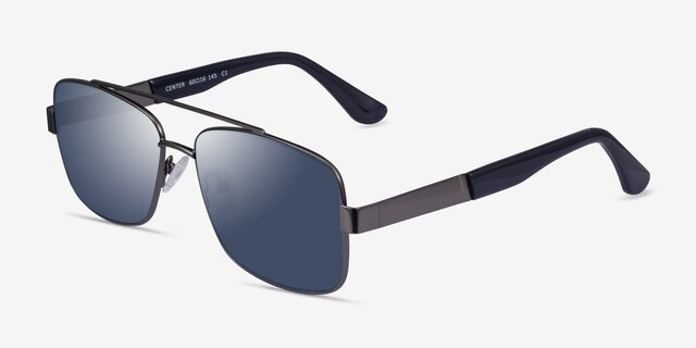 Center Gunmetal Black MetalSunglass Frames from EyeBuyDirect, Angle View
