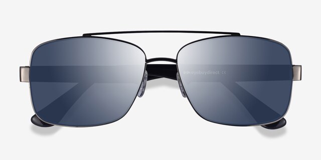 Center Gunmetal Black MetalSunglass Frames from EyeBuyDirect, Closed View