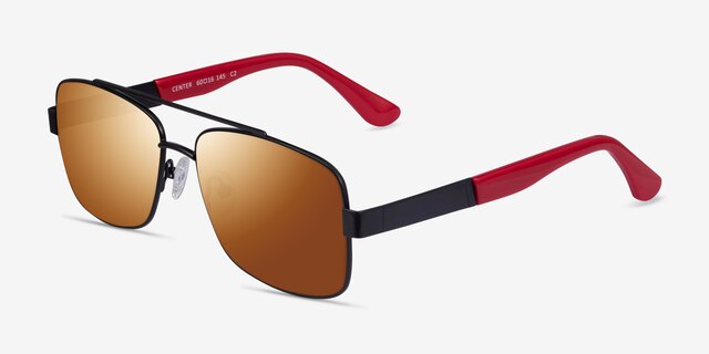 Center Black Red MetalSunglass Frames from EyeBuyDirect, Angle View