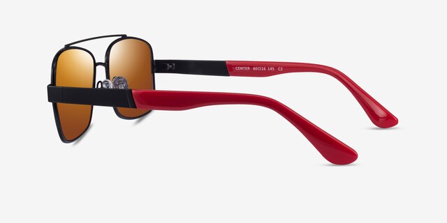 Center Black Red MetalSunglass Frames from EyeBuyDirect, Side View