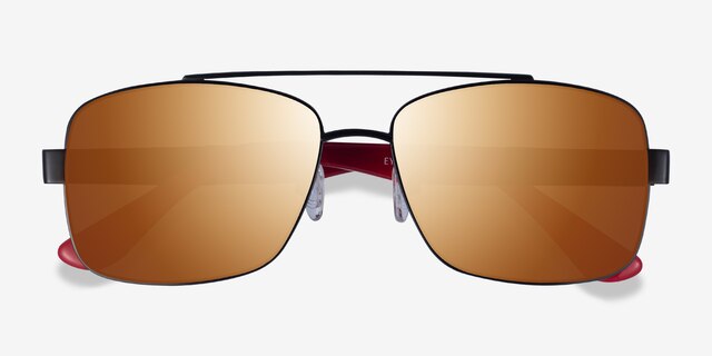 Center Black Red MetalSunglass Frames from EyeBuyDirect, Closed View