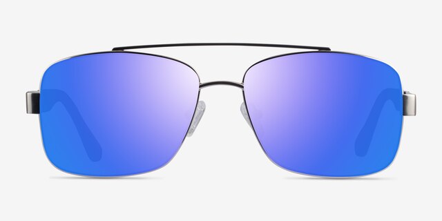 Center Silver Black MetalSunglass Frames from EyeBuyDirect, Front View