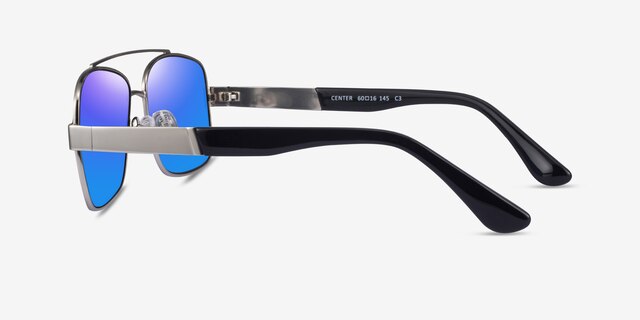 Center Silver Black MetalSunglass Frames from EyeBuyDirect, Side View