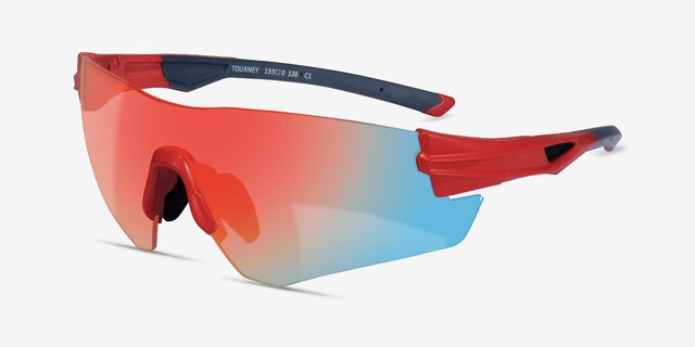 Tourney Red PlasticSunglass Frames from EyeBuyDirect, Angle View