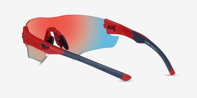 Tourney Red PlasticSunglass Frames from EyeBuyDirect, Side View