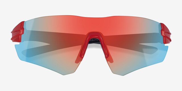 Tourney Red PlasticSunglass Frames from EyeBuyDirect, Closed View