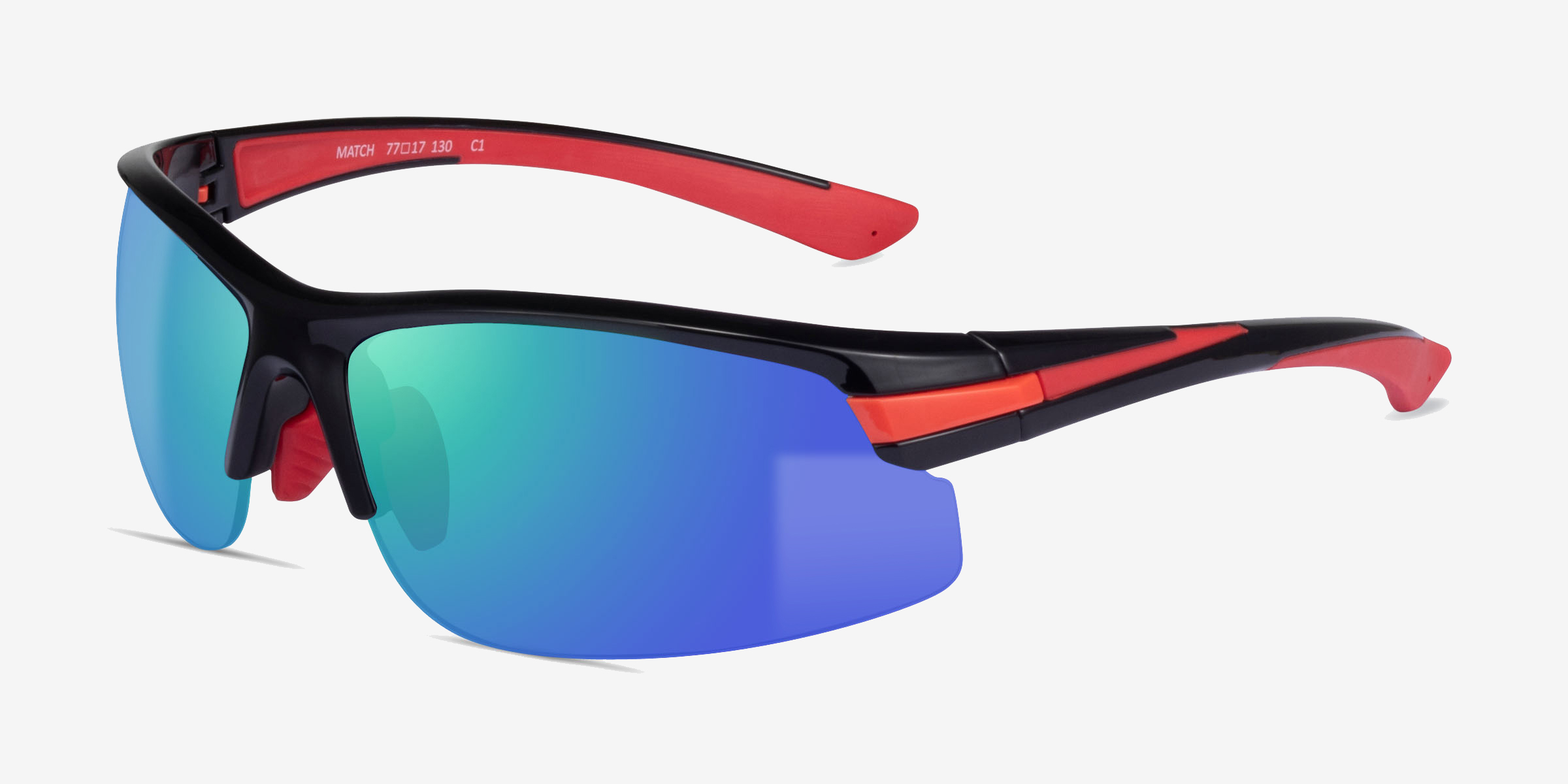 Match - Rectangle Black Red Frame Sunglasses For Men | Eyebuydirect Canada
