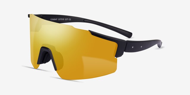 Combat Black PlasticSunglass Frames from EyeBuyDirect, Angle View
