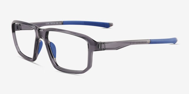 Core Clear Gray Eco-friendlyEyeglass Frames from EyeBuyDirect, Angle View