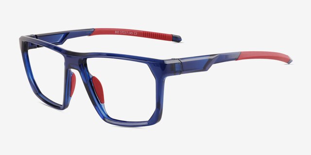 Bio Clear Navy PlasticEyeglass Frames from EyeBuyDirect, Angle View