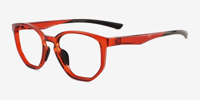 Atom Clear Orange Eco-friendlyEyeglass Frames from EyeBuyDirect, Angle View