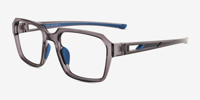 Phys Clear Gray Eco-friendlyEyeglass Frames from EyeBuyDirect, Angle View
