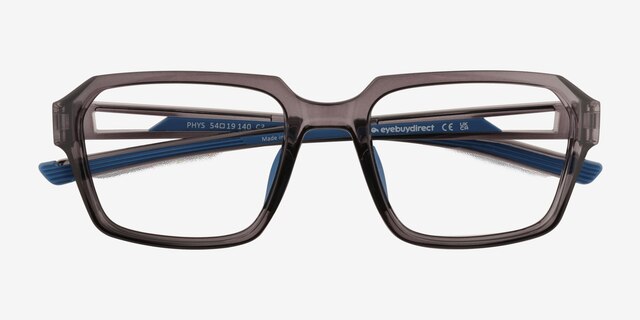 Phys Clear Gray Eco-friendlyEyeglass Frames from EyeBuyDirect, Closed View