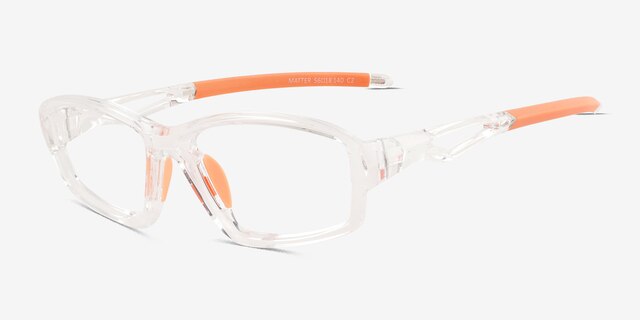 Matter Clear Orange Eco-friendlyEyeglass Frames from EyeBuyDirect, Angle View