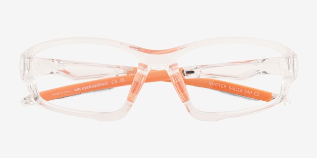 Matter Clear Orange Eco-friendlyEyeglass Frames from EyeBuyDirect, Closed View