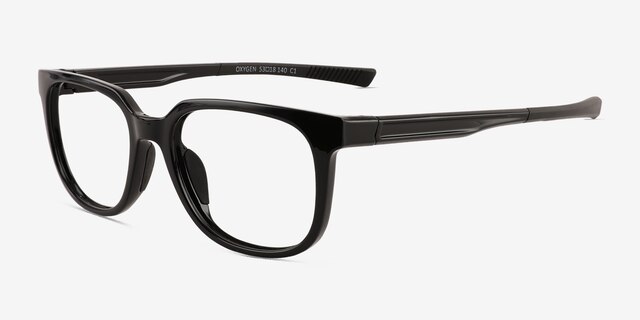 Oxygen Black Eco-friendlyEyeglass Frames from EyeBuyDirect, Angle View